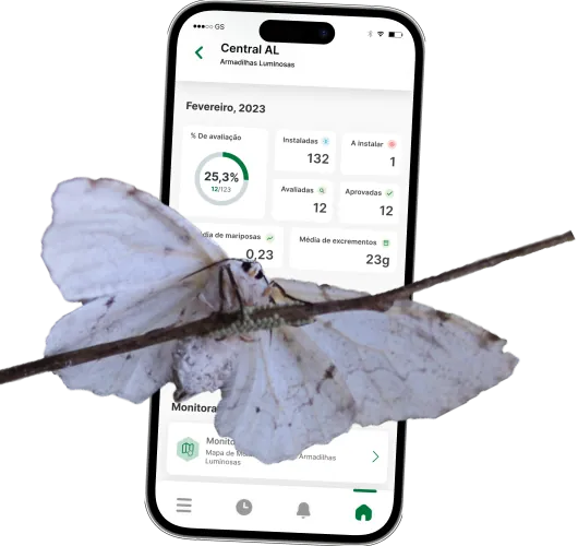 Aplicativo mobile da MIP Florestal usado no monitoramento em campo