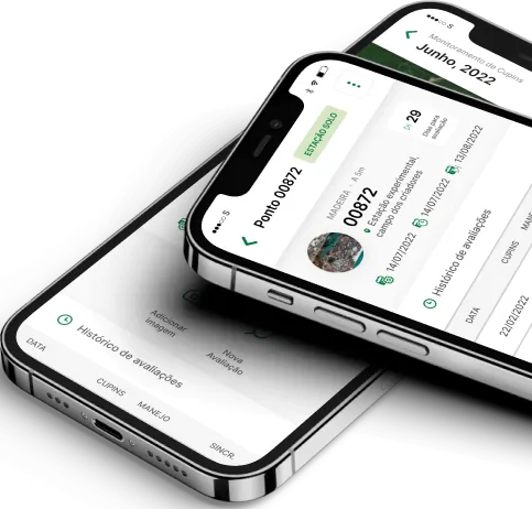 Aplicativo mobile da MIP Florestal usado no monitoramento em campo
