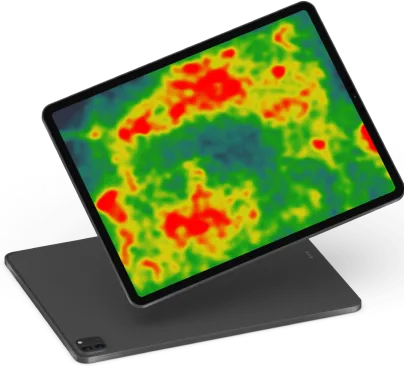 Sistema da MIP Florestal em tablet exibindo dados de monitoramento